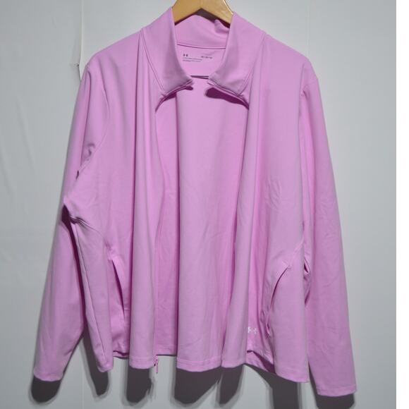 Under Armour Woman's Fitted Pink Full Zip Sweatshirt Size 2X - Picture 3 of 5